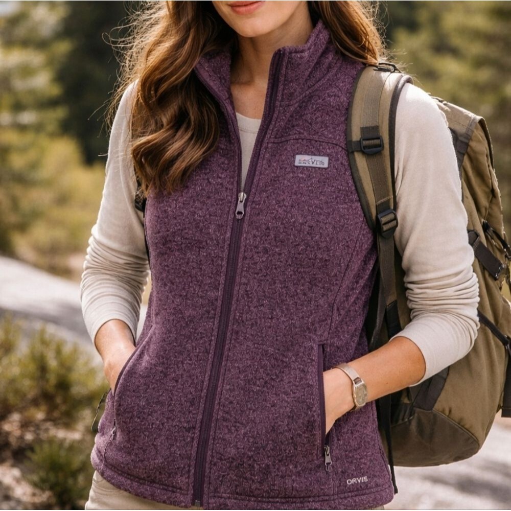 Orvis R65 Sweater Fleece Vest Women’s Medium Purple Heather Recycled Gorpcore S